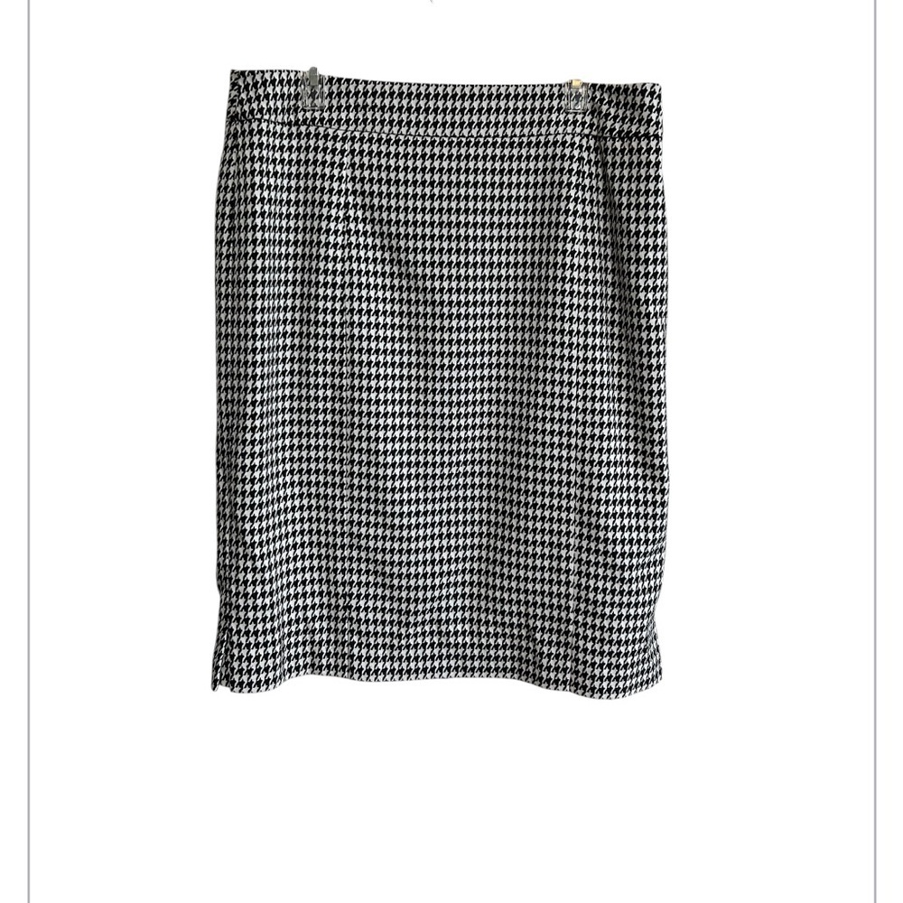 Kasper Separates Skirt Size 12 Houndstooth Black/White Box Pleated Lined NEW
